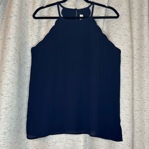 Navy Tank With Scalloped Details
